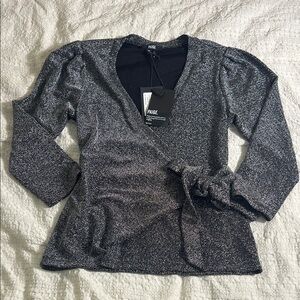 PAIGE Women's Shimmering Gray Wrap Blouse size XS